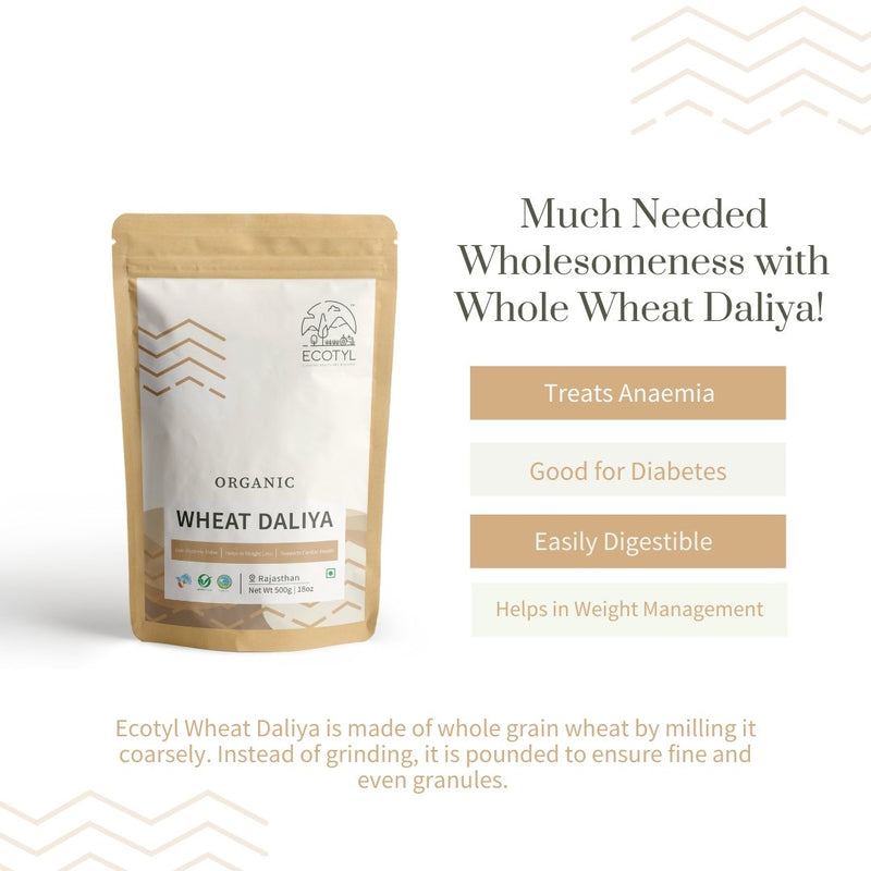 Buy Organic Wheat Daliya - Set of 2 (500 g Each) | Shop Verified Sustainable Cereal & Meusli on Brown Living™