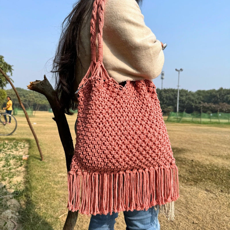 Peach Hobo Handmade Bag | Verified Sustainable Womens Handbag on Brown Living™