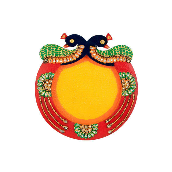 Buy Peacocks Embrace Pooja Thali Handicraft Wooden | Shop Verified Sustainable Products on Brown Living