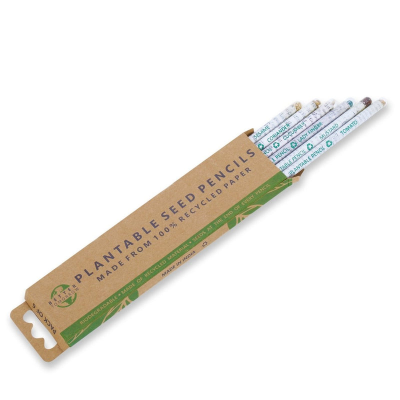 Buy Plantable Seed Pencils made of Recycled Newspaper - Pack of 6 Pencils | Shop Verified Sustainable Pencils on Brown Living™