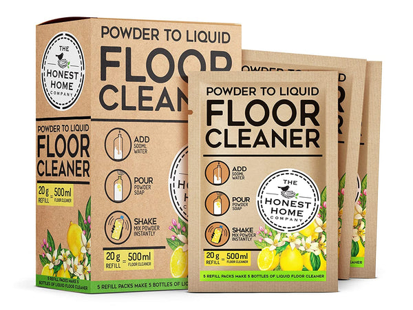 Powder to Liquid Floor Cleaner Refill- 2.5L (5x500ml)- Lemon | Verified Sustainable Cleaning Supplies on Brown Living™