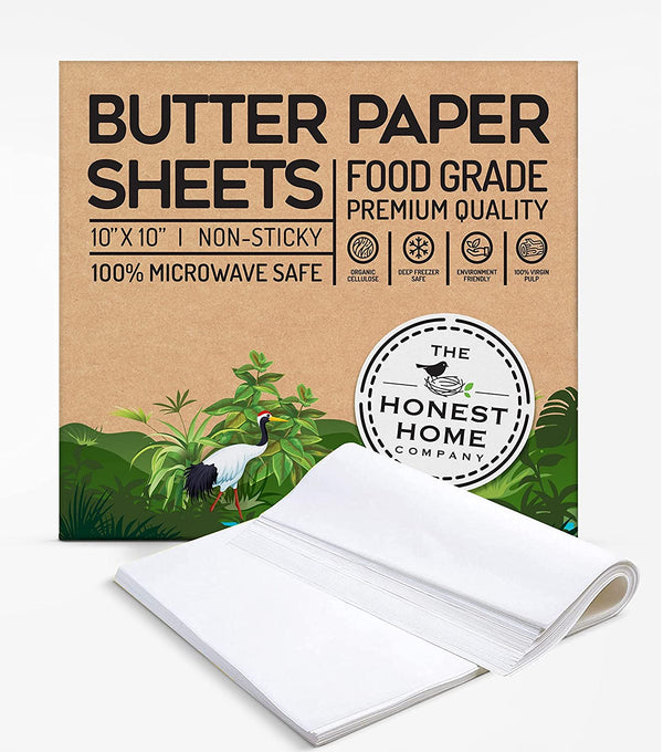 Precut 10x10 Inch Square Butter Paper Sheets- 200 | Verified Sustainable Cooking & Baking Supplies on Brown Living™