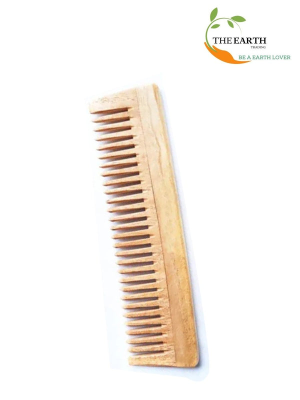 Pure Kacchi Neem Wood Detangle Comb Full Length | Verified Sustainable Hair Comb on Brown Living™