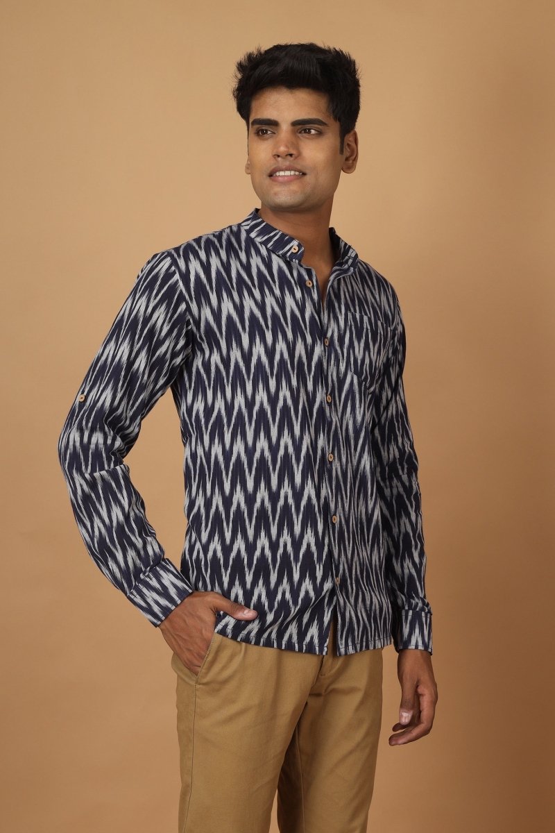 Buy Raat Ikat Mens Cotton Shirt | Shop Verified Sustainable Products on Brown Living