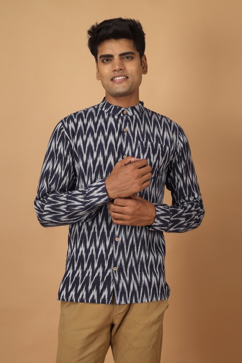 Buy Raat Ikat Mens Cotton Shirt | Shop Verified Sustainable Products on Brown Living