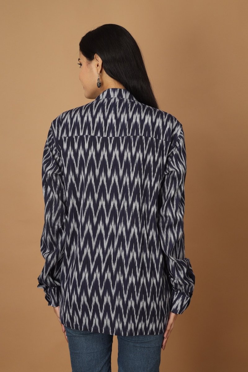 Buy Raat Ikat Womens Cotton Shirt | Shop Verified Sustainable Womens Shirt on Brown Living™