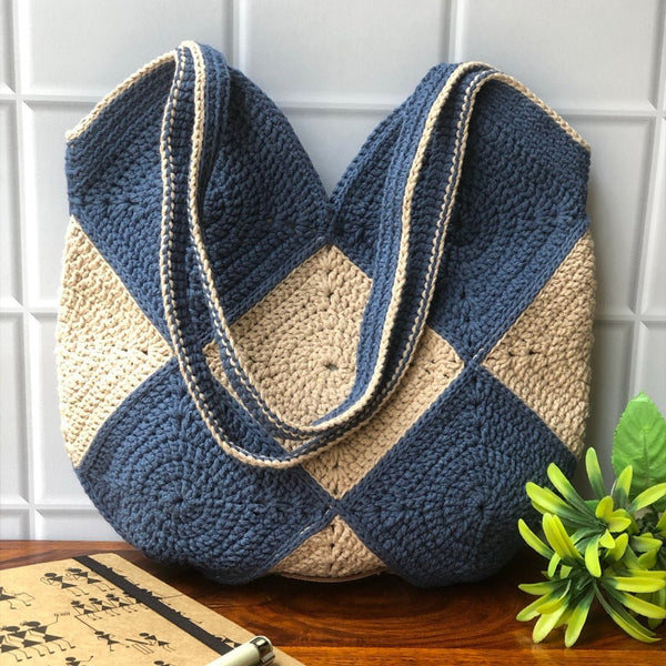 Buy Rainvas Square Cotton Yarn Granny Tote Bag | Shop Verified Sustainable Tote Bag on Brown Living™