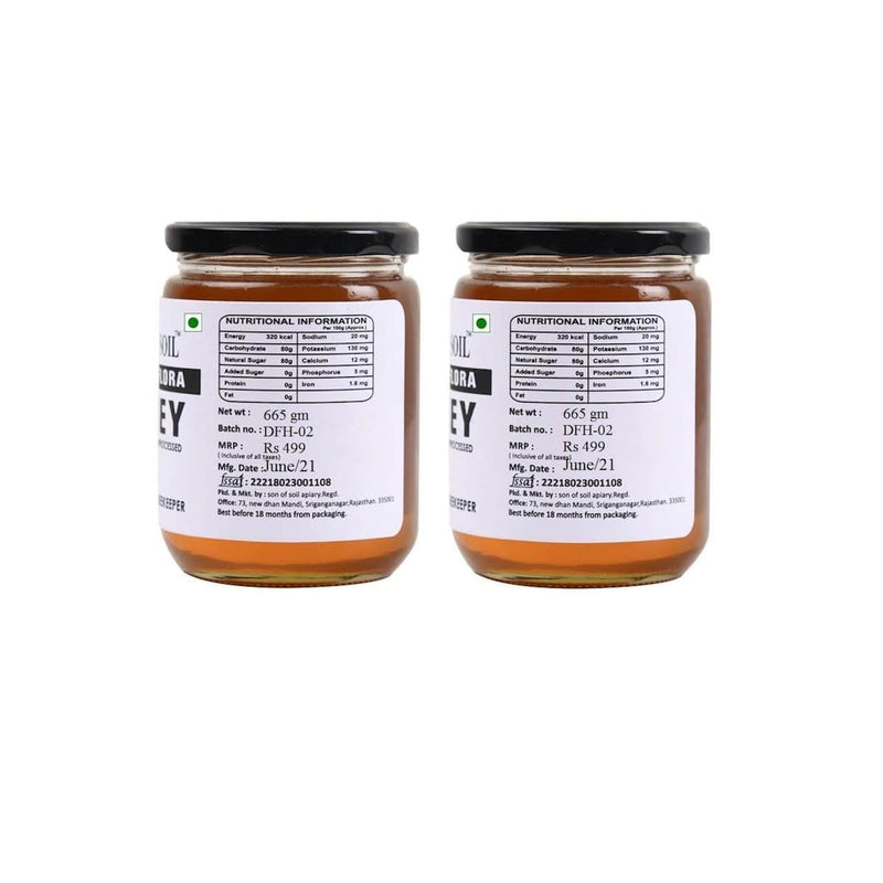 Buy Raw Unprocessed Desert Flora Honey | 665 gm | Pack of 2 | Shop Verified Sustainable Honey & Syrups on Brown Living™