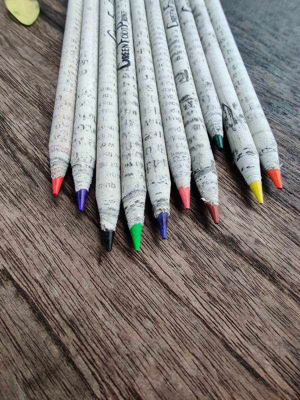 Buy Recycled News Paper Plantable Seed Colour Pencils - Pack of 10 | Shop Verified Sustainable Pencils on Brown Living™