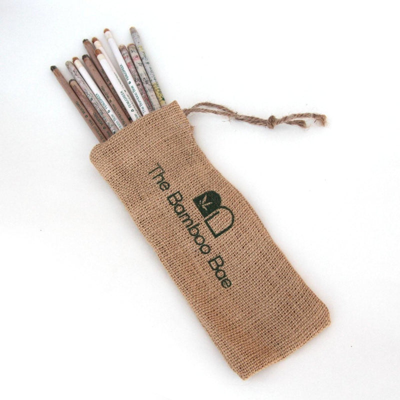 Buy Recycled Paper Pencils with Seeds | Set of 12 Mixed Plantable Pencils | Jute Pouch Kit | Shop Verified Sustainable Pencils on Brown Living™