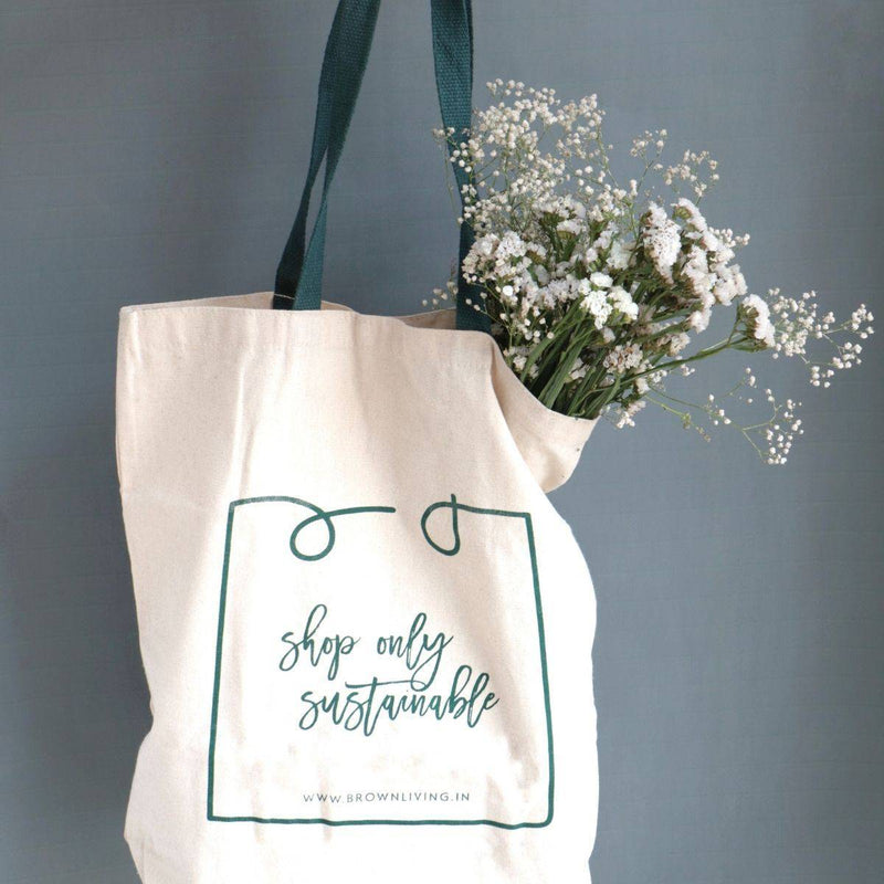 Buy Reusable Cotton Tote Bag - Shop Only Sustainable - Off White | Shop Verified Sustainable Tote Bag on Brown Living™