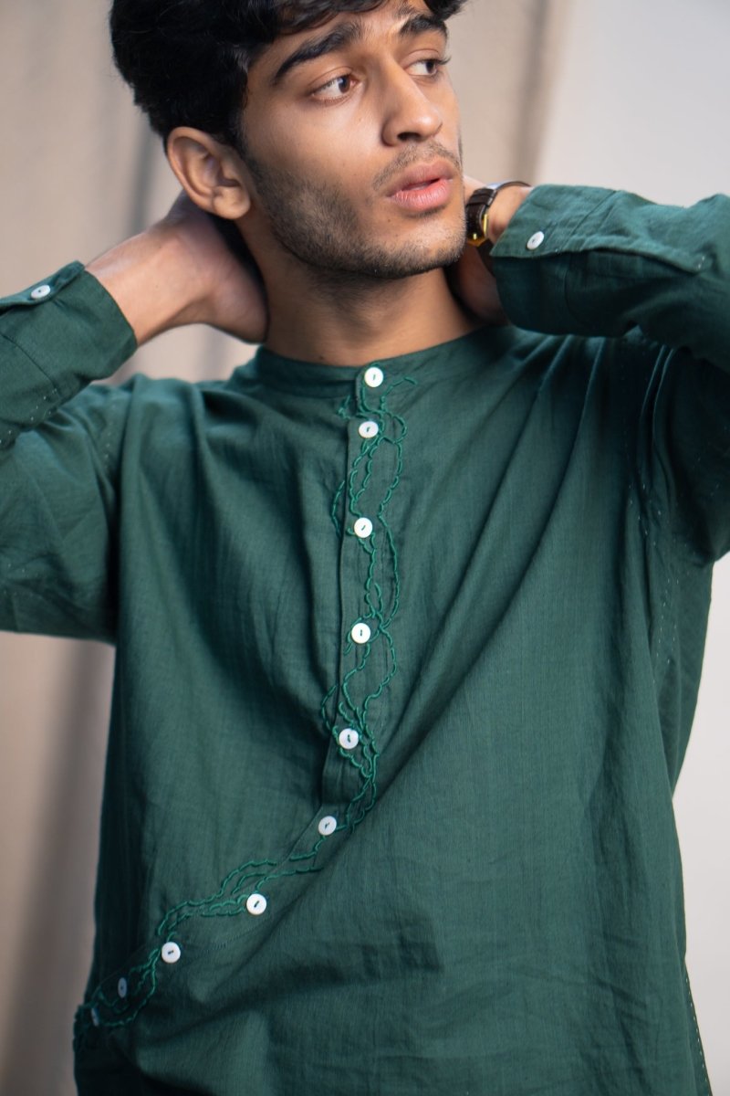 Buy Rewind Angrakha Cotton Shirt | Shop Verified Sustainable Mens Shirt on Brown Living™