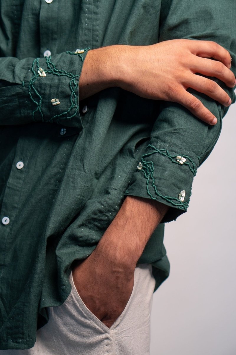 Buy Rewind Button Detail Cotton Shirt | Shop Verified Sustainable Mens Shirt on Brown Living™