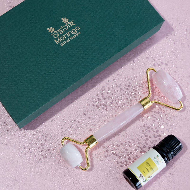 Buy Rose Quartz Face Roller | Shop Verified Sustainable Massager on Brown Living™