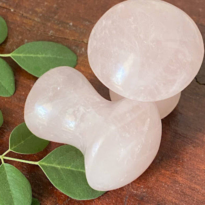 Buy Rose Quartz Mushroom Gua Sha | Shop Verified Sustainable Massager on Brown Living™