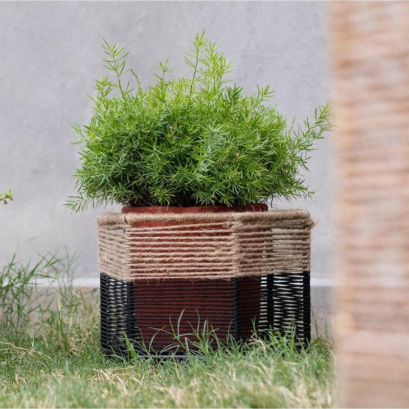 Buy Rustic Cotton & Jute Planter | Shop Verified Sustainable Pots & Planters on Brown Living™