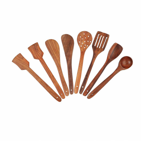 Buy Rustic Queen Spatula Cooking Set of 8 Indian Rosewood or Sheesham | Shop Verified Sustainable Cookware on Brown Living™