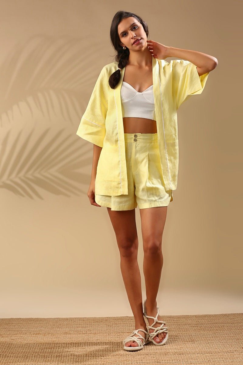 Buy Sakura Kimono Overlay - Yellow | Shop Verified Sustainable Womens Jacket on Brown Living™