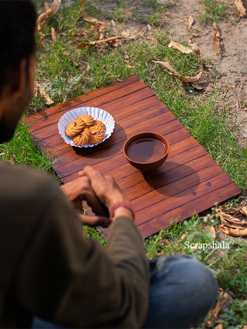 Buy Salvage Table Placement | Walnut colour | Foldable | Stain-Proof | Scrapshala | Shop Verified Sustainable Table Decor on Brown Living™