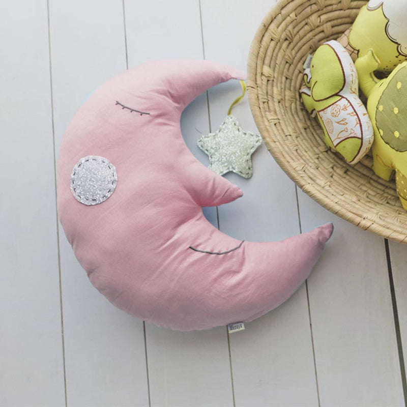 Buy Shape Cushions - Sleepy The Moon - Pink | Shop Verified Sustainable Pillow on Brown Living™