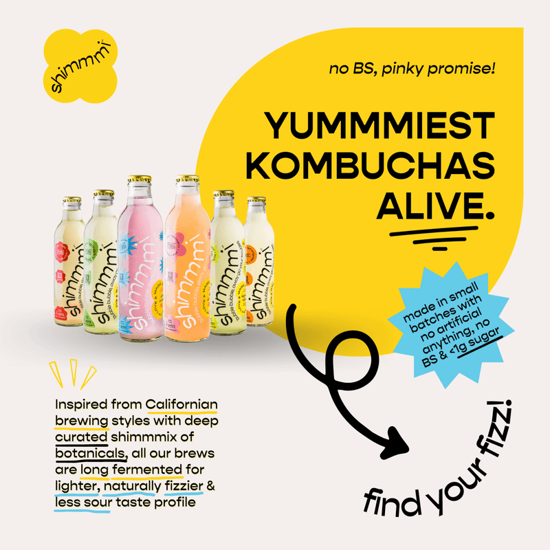 Buy Shimmmi Kombucha - Sparkling Fermented Tea | Fan Favourite Box | Box of 6 (250ml x 6) | Shop Verified Sustainable Health & Energy Drinks on Brown Living™