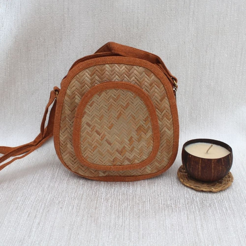 Shital Pati & Jute Oval Sling Bag | Verified Sustainable Womens Handbag on Brown Living™