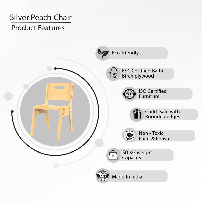 Buy Silver Peach Childrens Wooden Chair | Shop Verified Sustainable Decor & Artefacts on Brown Living™