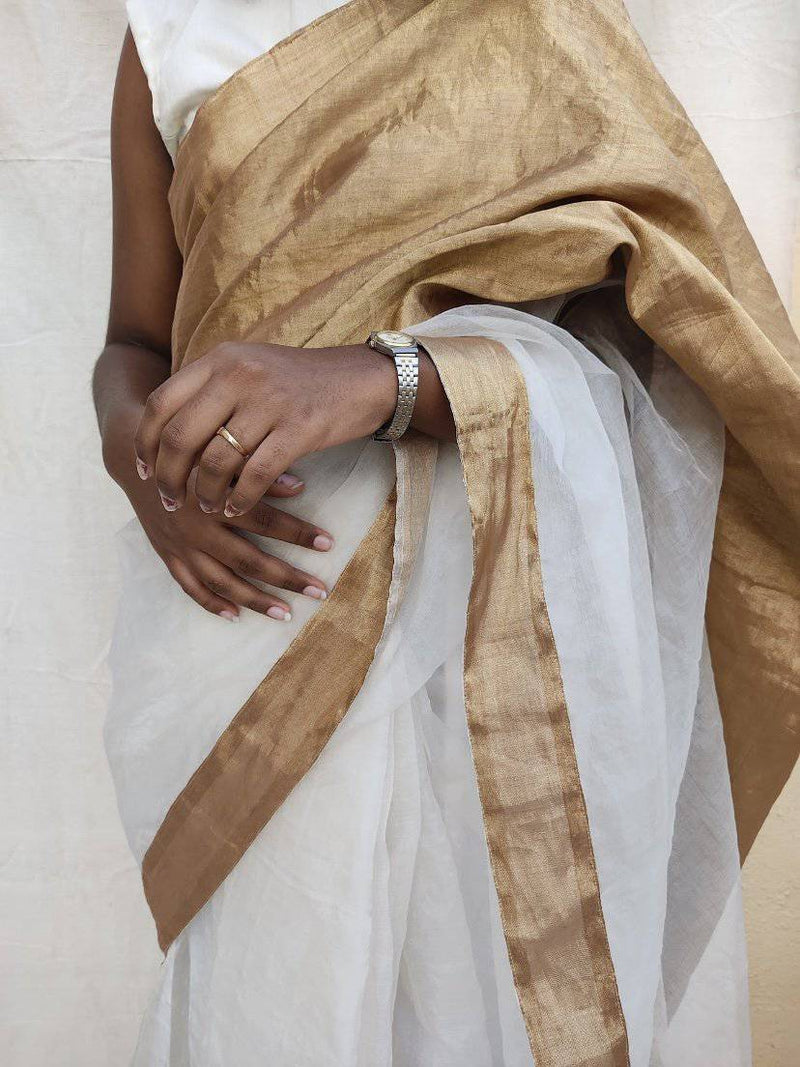 Buy Son Champa Organza Sari | Shop Verified Sustainable Womens Saree on Brown Living™