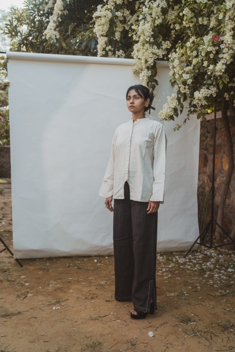 Buy Sonder Cotton Mandarin Collar Blouse | Shop Verified Sustainable Womens Blouse on Brown Living™