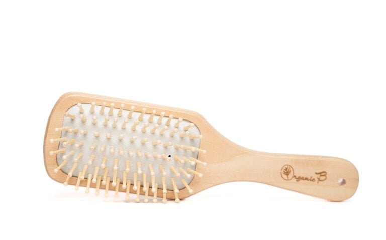 Square Paddle Bamboo-Teak Hairbrush - Detangling & Anti-frizz - Small | Verified Sustainable Personal care on Brown Living™