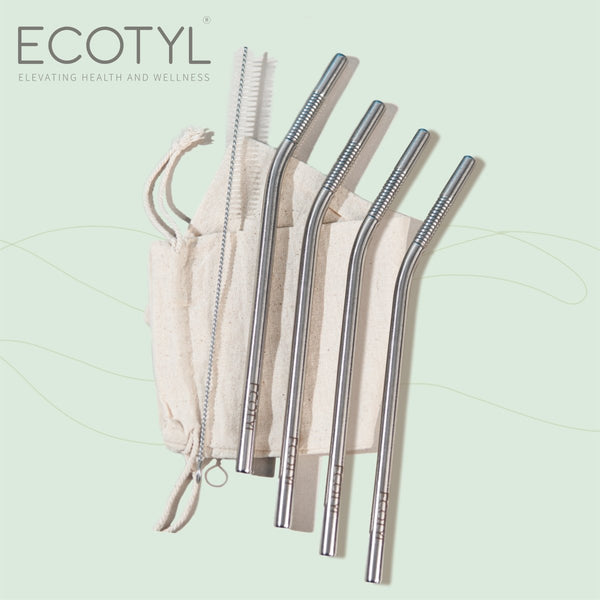 Buy Stainless Steel Straw Bent - Set of 4 & Straw Cleaning Brush | Shop Verified Sustainable Straw on Brown Living™