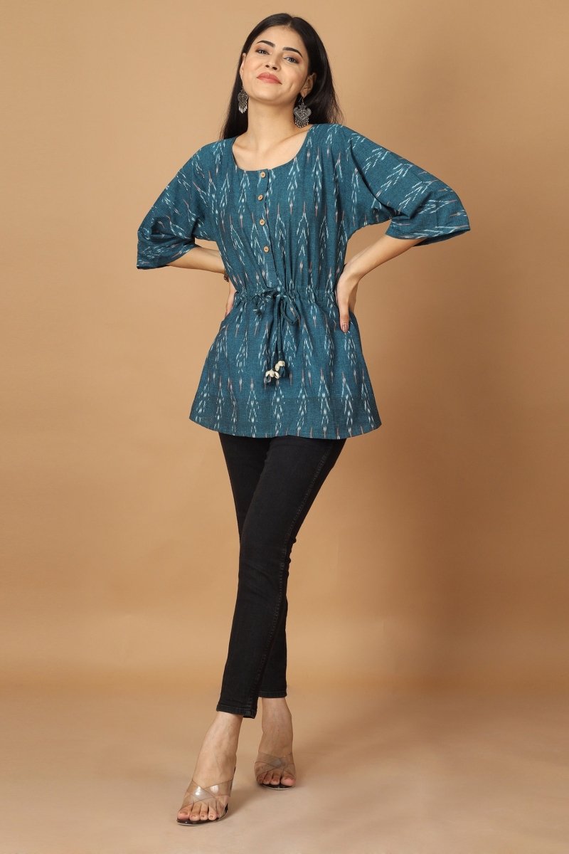 Buy Subah Ikat Kaftan Cotton Top | Shop Verified Sustainable Womens Top on Brown Living™