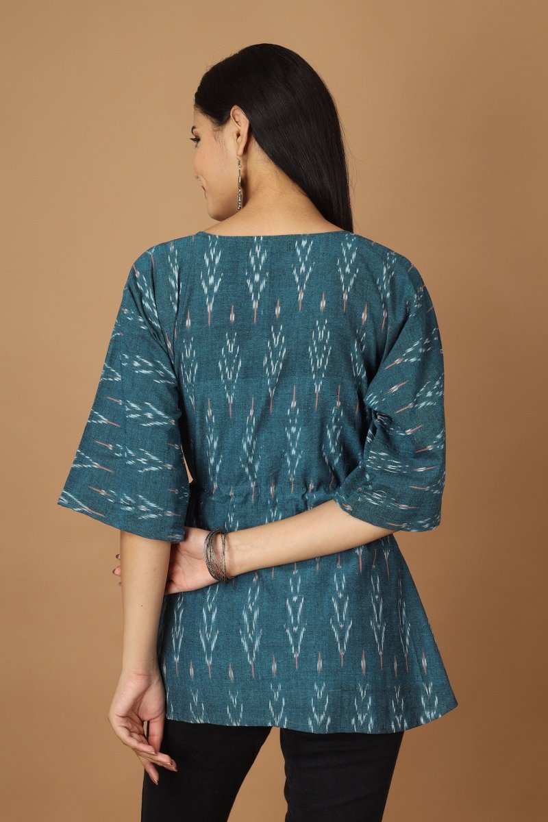 Buy Subah Ikat Kaftan Cotton Top | Shop Verified Sustainable Womens Top on Brown Living™