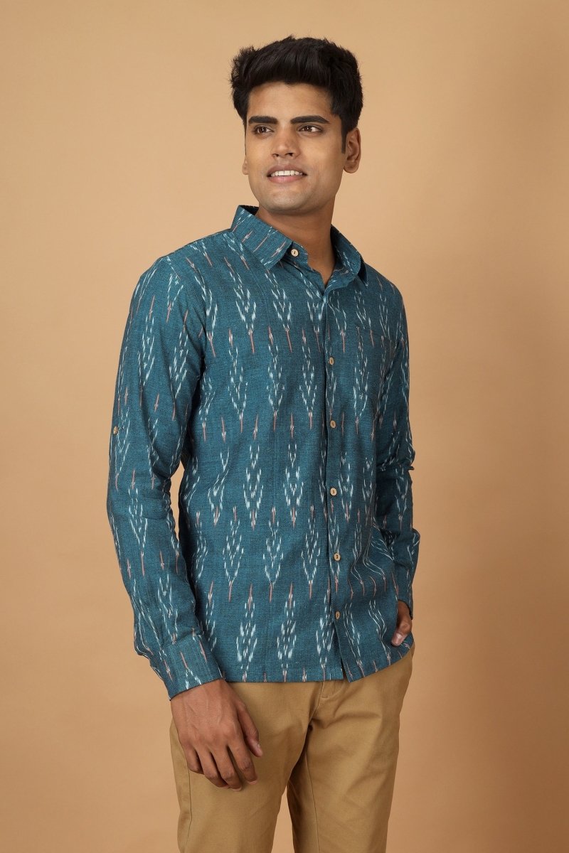 Buy Subah Ikat Mens Cotton Shirt | Shop Verified Sustainable Products on Brown Living