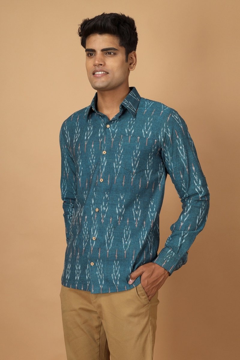 Buy Subah Ikat Mens Cotton Shirt | Shop Verified Sustainable Products on Brown Living