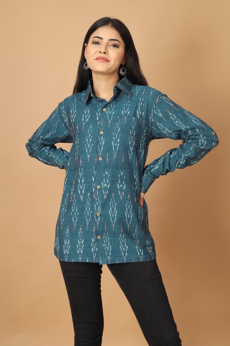 Buy Subah Ikat Womens Cotton Shirt | Shop Verified Sustainable Products on Brown Living