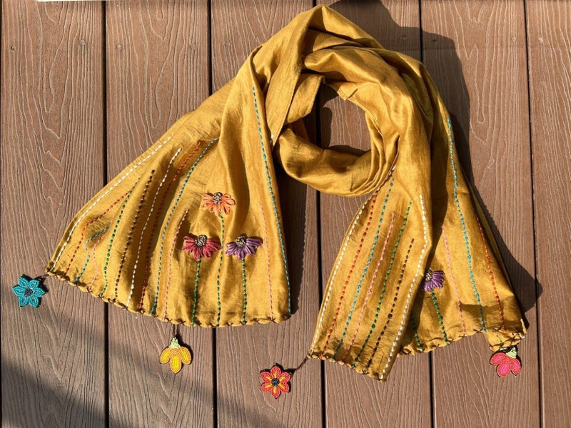 Buy Sunheri ka'n'tha Scarf | Shop Verified Sustainable Womens Scarf on Brown Living™