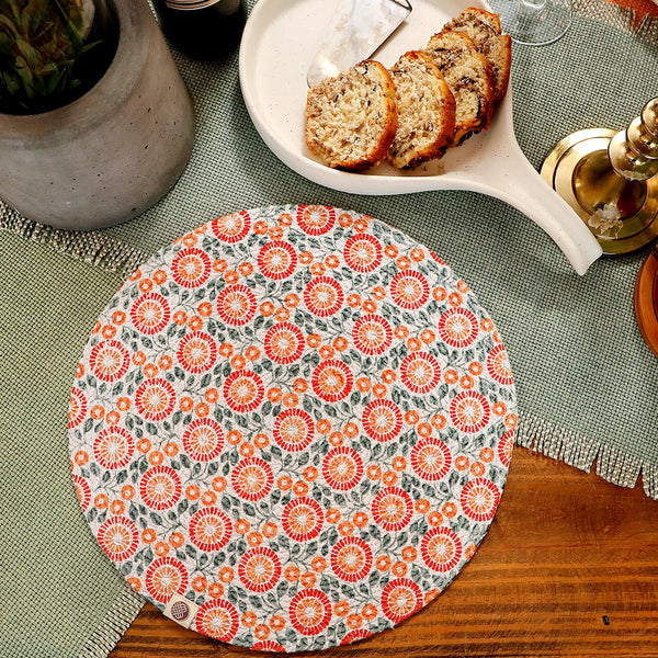 Buy Tangerine Round Mat - Set of 2 | Shop Verified Sustainable Table Linens on Brown Living™