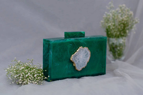 Buy The Green Baroque Rectangular Clutch | Shop Verified Sustainable Womens Clutch on Brown Living™