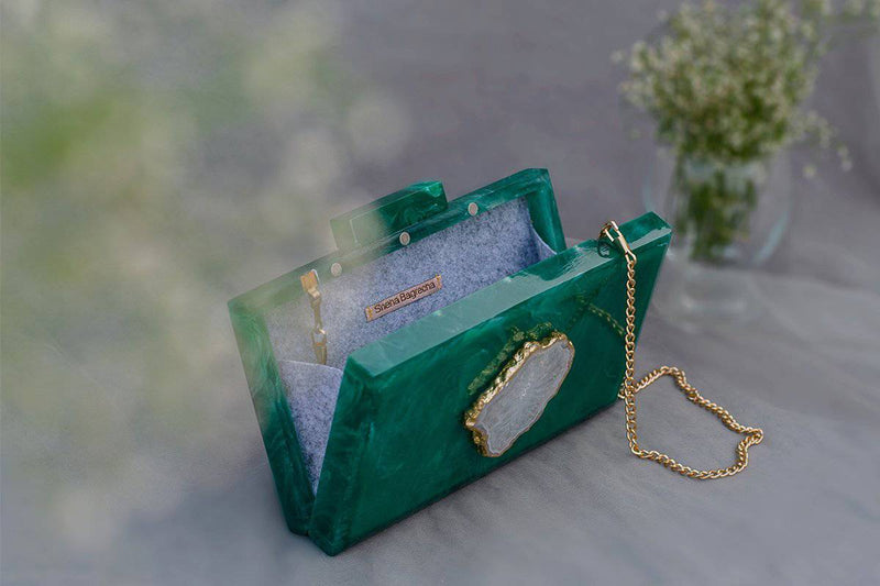 Buy The Green Baroque Rectangular Clutch | Shop Verified Sustainable Womens Clutch on Brown Living™