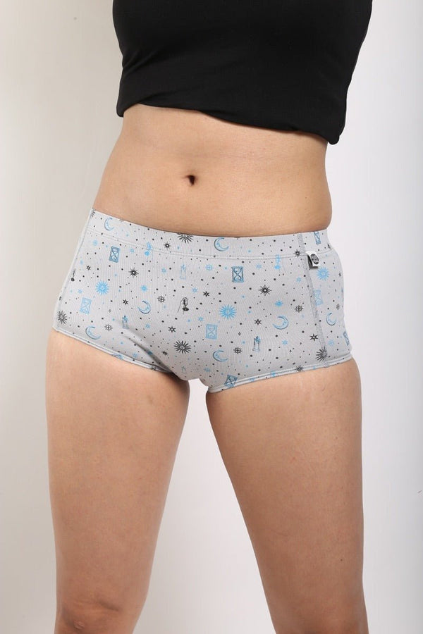 Time Travel Biowashed Organic Cotton Boy-Shorts | Verified Sustainable Womens Underwear on Brown Living™