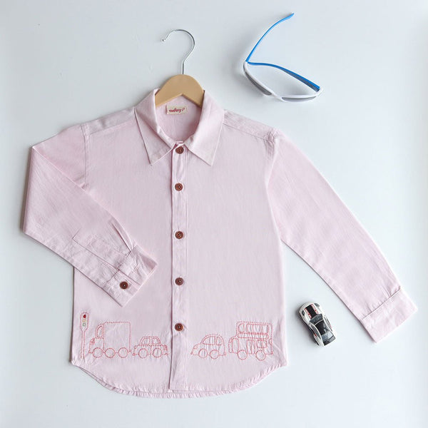 Buy Traffic Embroidered Formal Shirt - Light Pink | Shop Verified Sustainable Kids Shirts on Brown Living™