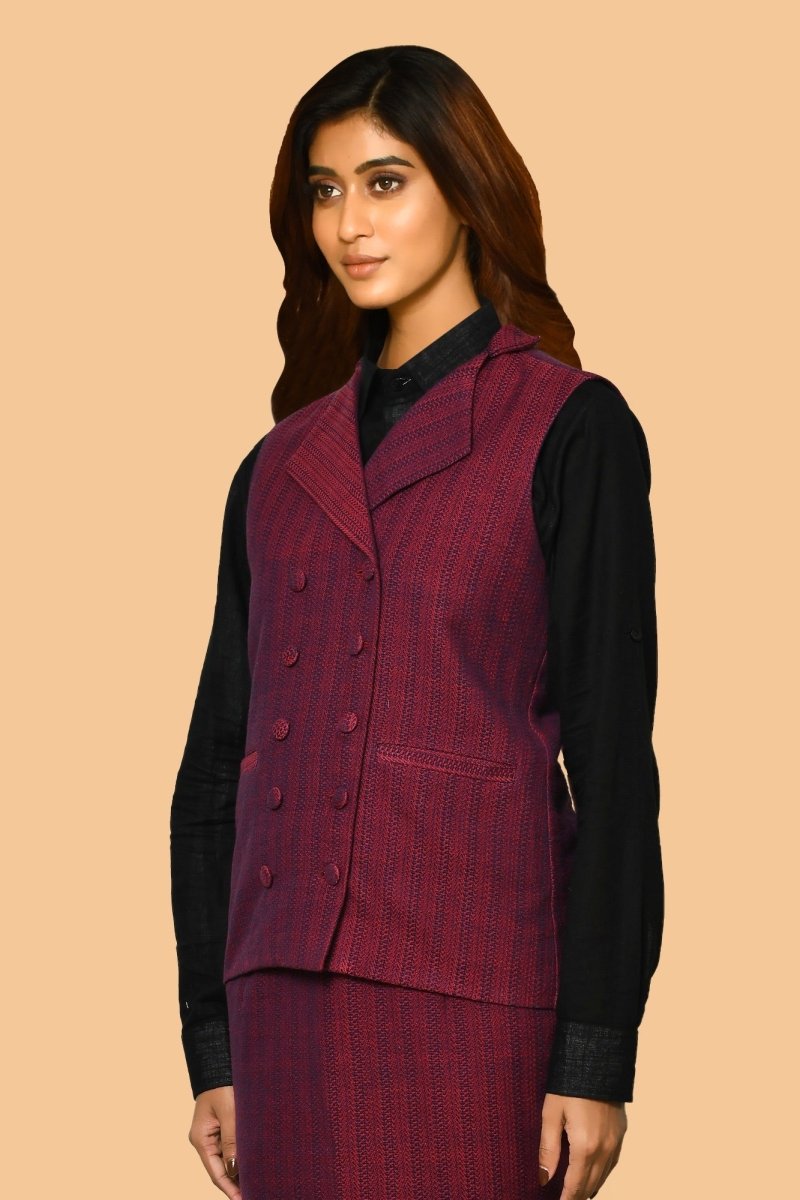 Trisha Handloom Pure Cotton Jacket for Women | Verified Sustainable Womens Jacket on Brown Living™