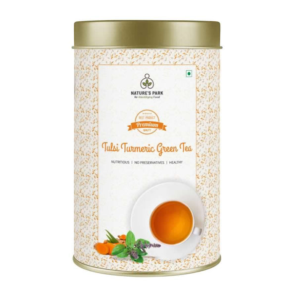 Buy Tulsi Turmeric Green Tea Can (100 g) | Shop Verified Sustainable Tea on Brown Living™