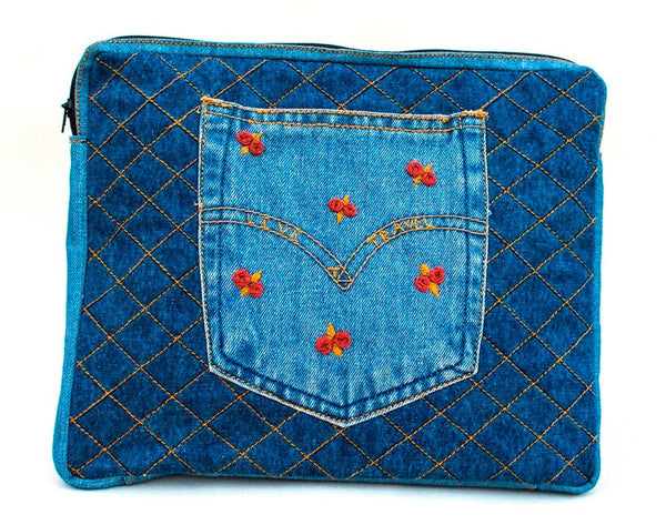 Buy Upcycled Denim Ipad/Kindle Sleeve | Shop Verified Sustainable Tech Accessories on Brown Living™