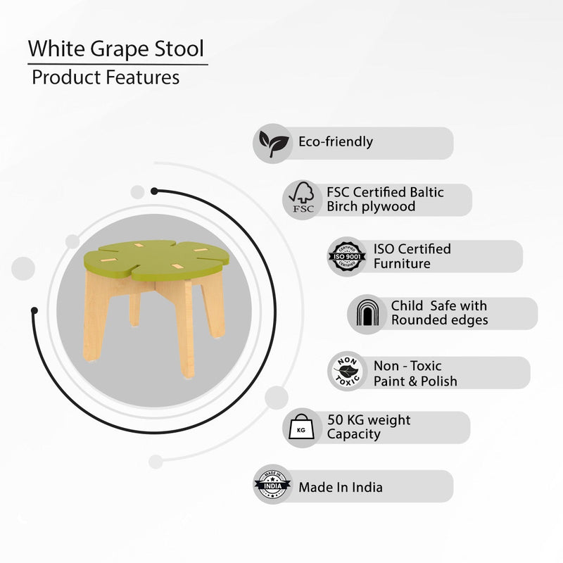 Buy White Grape | Wooden Stool | Shop Verified Sustainable Decor & Artefacts on Brown Living™