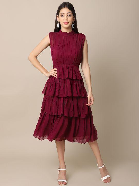 Buy Wine Gathered Dress | Shop Verified Sustainable Womens Dress on Brown Living™