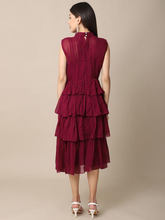 Buy Wine Gathered Dress | Shop Verified Sustainable Womens Dress on Brown Living™