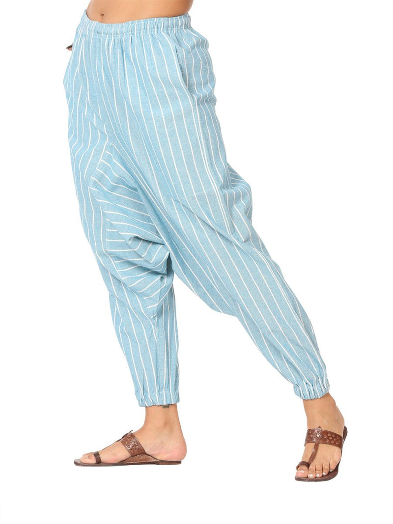 Buy Women's Harem Pant | Blue Stripes | GSM- 170 | Free Size | BT1026 | Shop Verified Sustainable Products on Brown Living