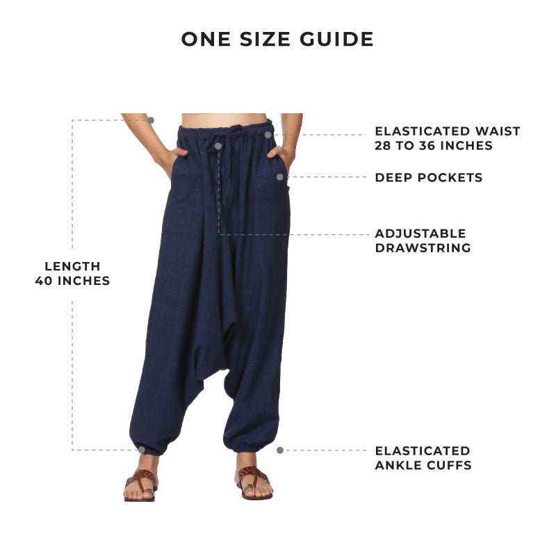 Buy Women's Harem Pant | Dark Blue | Fits Waist Size 28" to 36" | Shop Verified Sustainable Womens Pants on Brown Living™